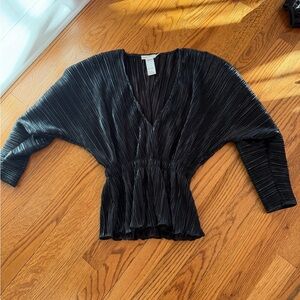 Elegant Black Pleated Women's Top